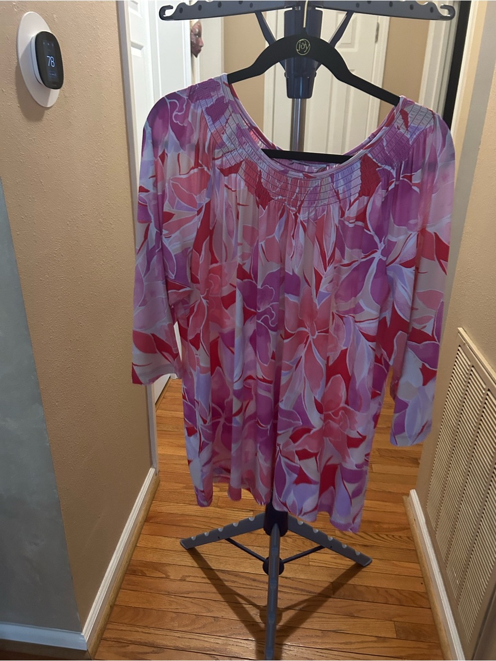 Susan Graver Pink & Purple Floral Scoop-Neck Tunic